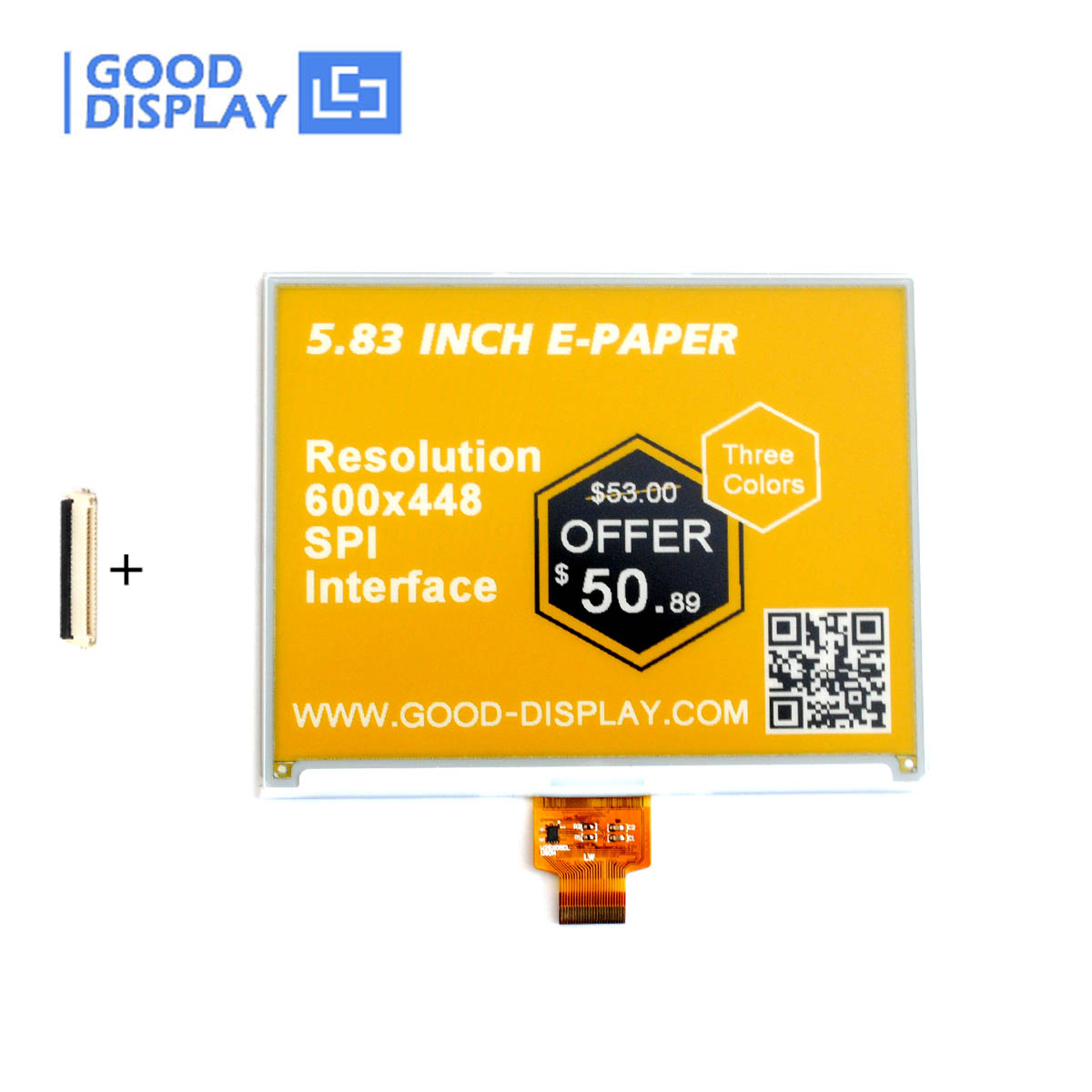 5.83 inch 3-color three colors yellow e-paper display eink screen module  GDEW0583C64